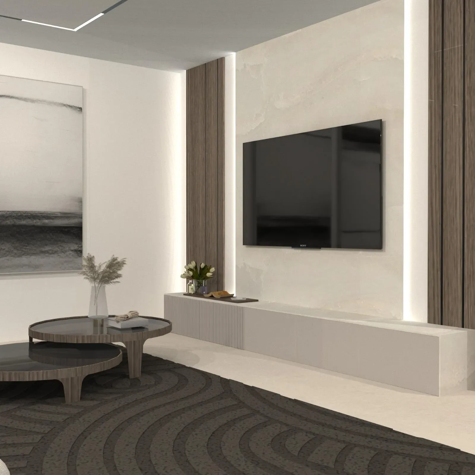 Kraków - jasny, nastrojowy salon; naturalne światło, miękkie tkaniny i subtelne beże.